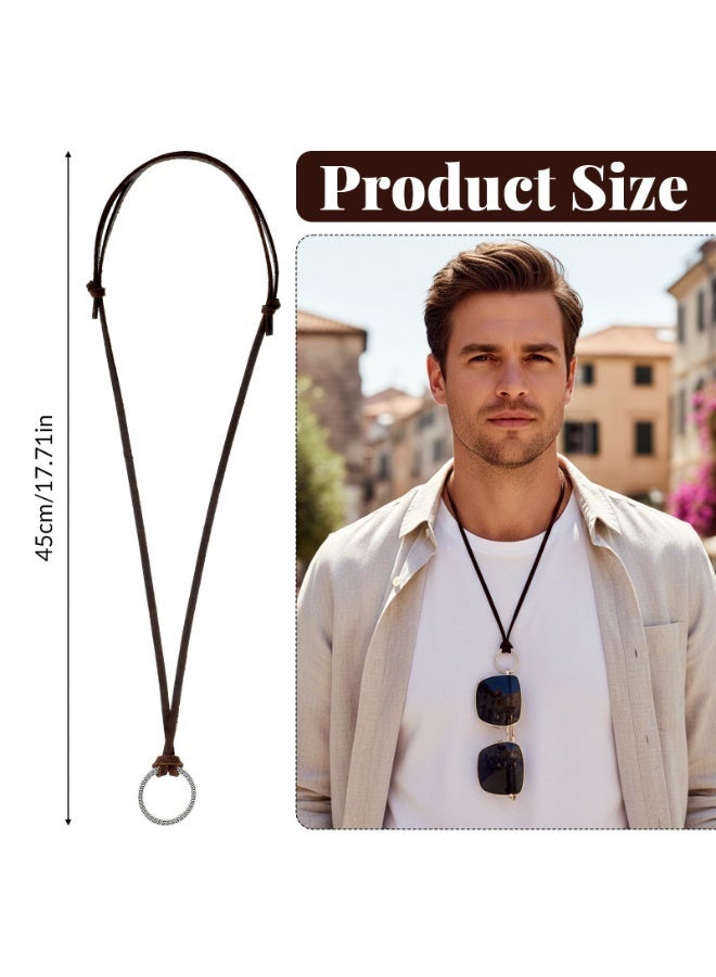 1Pcs Adjustable Leather Glasses Necklace Strap, Sunglasses Eyeglass Holder Lanyard Loop for Men Reading & Sun Glasses - Image 2