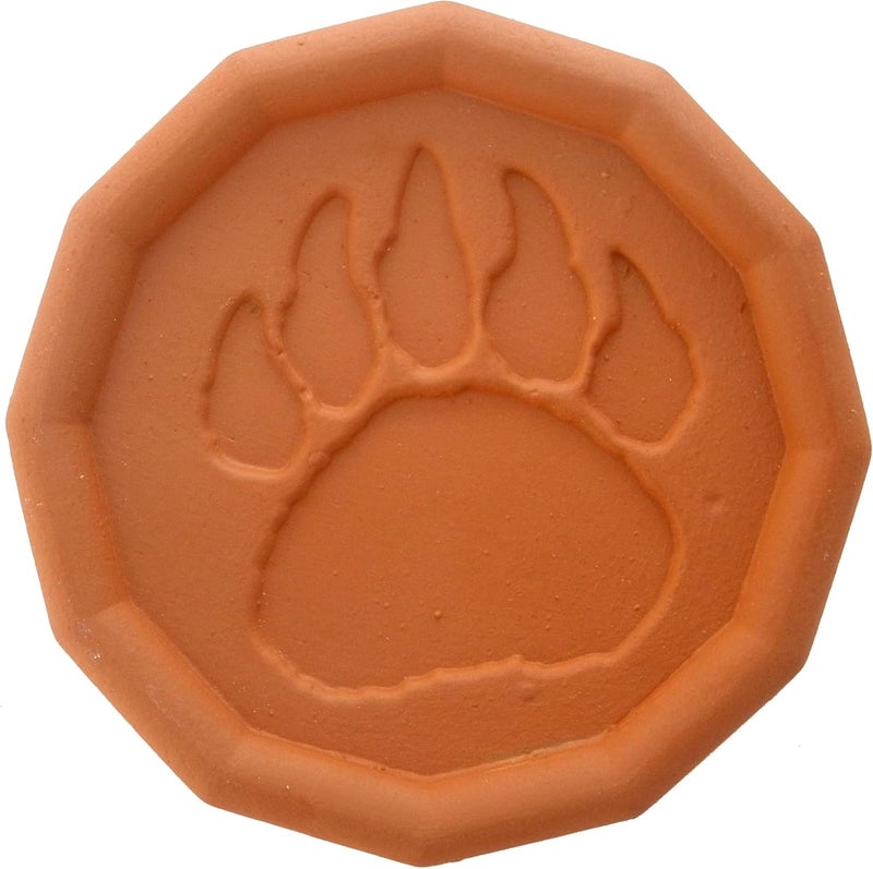 JBK Pottery Terracotta Brown Sugar Saver – Handmade Terra Cotta Sugar Keeper with Decorative Discs – Food-Safe Brown Sugar Keeper, Made in the USA - Bear Pawprint - Image 1