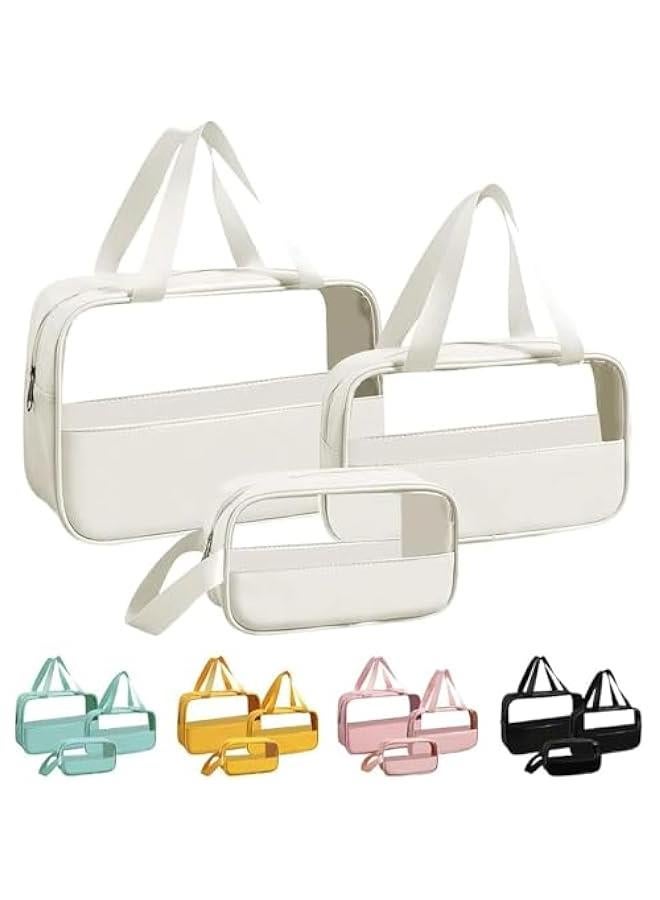 HOOKOR Waterproof Toiletry Bag for Women Clear Travel Toiletry Bag Travel Makeup Bag Hanging Toiletry Bag for Men Toiletry Bags for Traveling Women Travel Bag for Toiletries Transparent Set (White) - Image 1