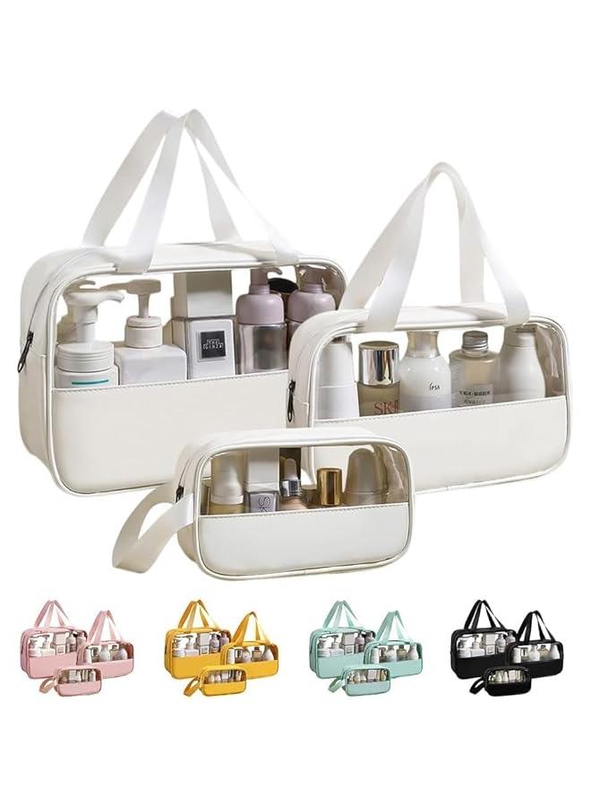 HOOKOR Waterproof Toiletry Bag for Women Clear Travel Toiletry Bag Travel Makeup Bag Hanging Toiletry Bag for Men Toiletry Bags for Traveling Women Travel Bag for Toiletries Transparent Set (White) - Image 2