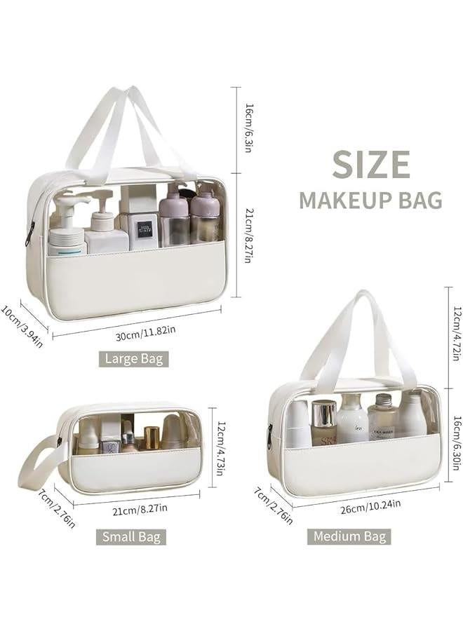 HOOKOR Waterproof Toiletry Bag for Women Clear Travel Toiletry Bag Travel Makeup Bag Hanging Toiletry Bag for Men Toiletry Bags for Traveling Women Travel Bag for Toiletries Transparent Set (White) - Image 3