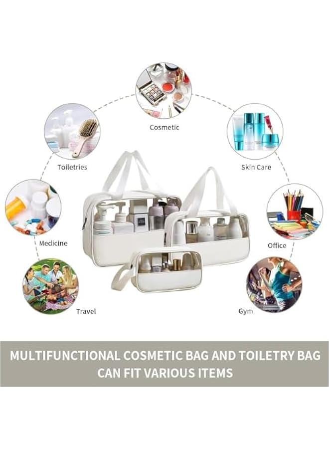 HOOKOR Waterproof Toiletry Bag for Women Clear Travel Toiletry Bag Travel Makeup Bag Hanging Toiletry Bag for Men Toiletry Bags for Traveling Women Travel Bag for Toiletries Transparent Set (White) - Image 4