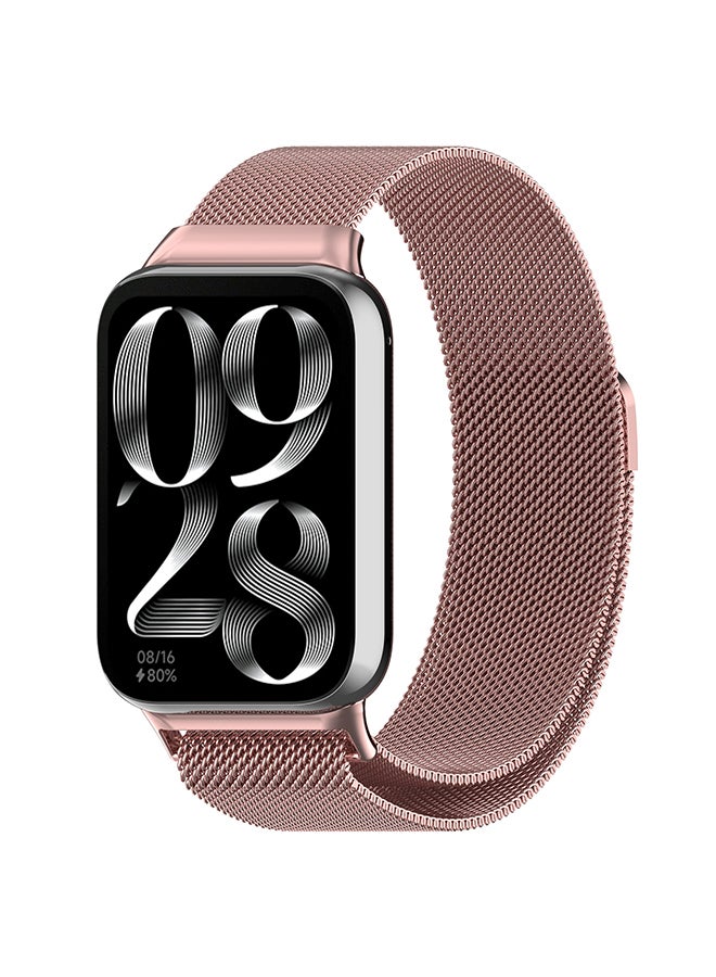 O Ozone Milanese Loop Strap for Xiaomi Mi Smart Band 8 Pro - Stainless Steel Magnetic Adjustable Mesh Metal Watch Bands for Men and Women- Rose Pink - Image 1
