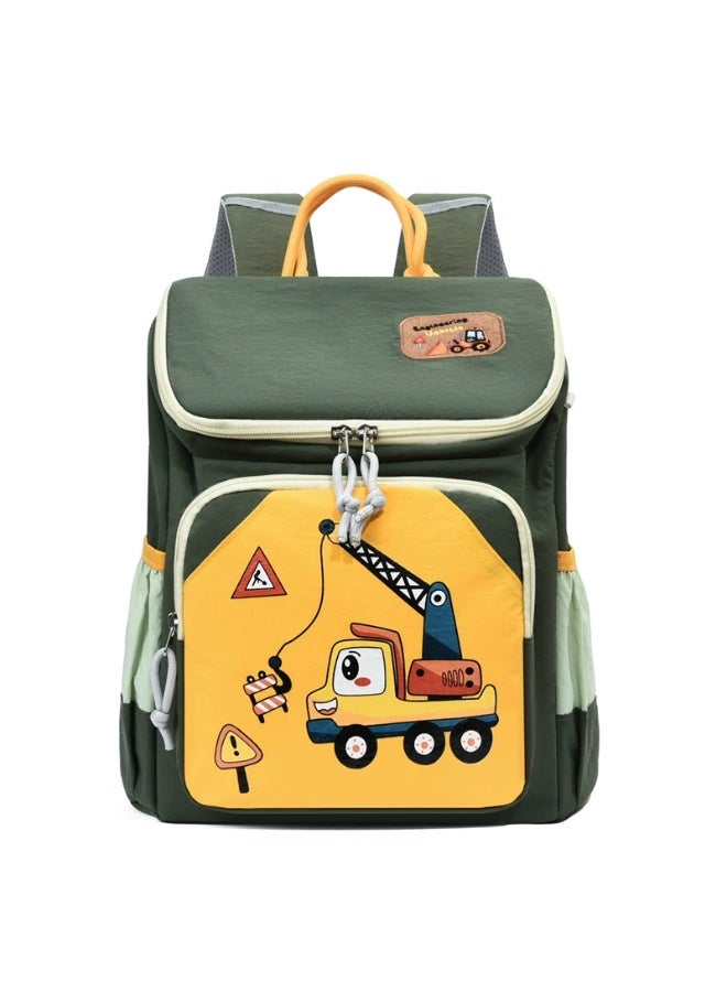 Kids Backpack Crane Construction Design 3-5 Years, Large Capacity Waterproof Lightweight Spine-Protective School Bag - Image 1
