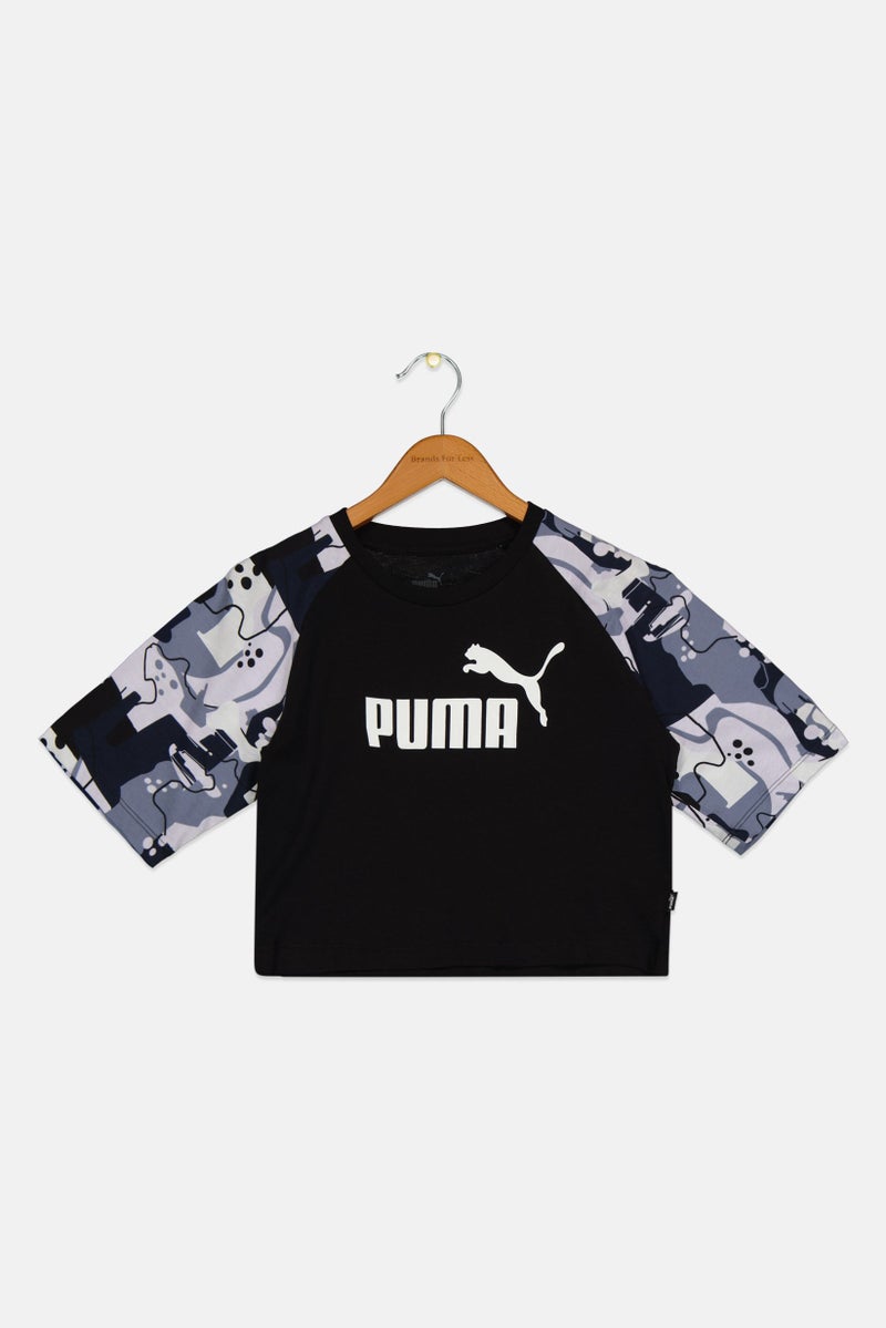 PUMA Kids Girl Brand Logo Tee, Black Combo - Image 1