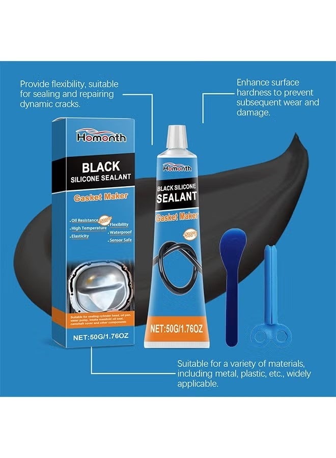 Homonth Black Silicone Sealant, RTV Silicone Gasket Maker, High Temperature, Oil Resistance, Seals Engine Parts Such as Cylinder Heads, Oil Sumps, Water Pumps (50g) - Image 4