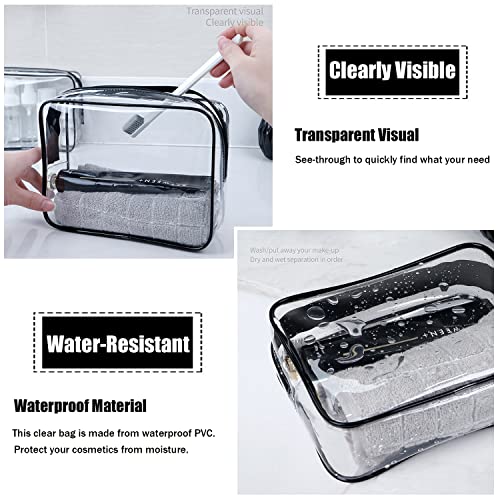 MODENGKONGJIAN TSA Approved Toiletry Bag, 3 Pcs Clear Toiletries Bags Quart Size Travel Makeup Cosmetic Bag for Women Men, Carry on Airport Airline Compliant Bag (Blue) - Image 4