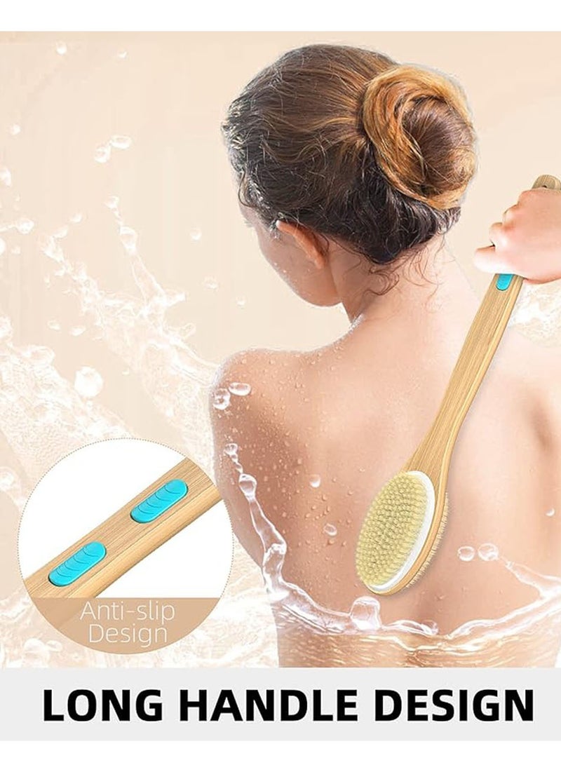 HAOHAN Long Handle Dual Side Dry and Bath Body Brush, Reduce Cellulite, Dry Brush for Cellulite and Lymphatic Drainage, Exfoliating Brush, Shower Brush Body Scrubber - Image 4