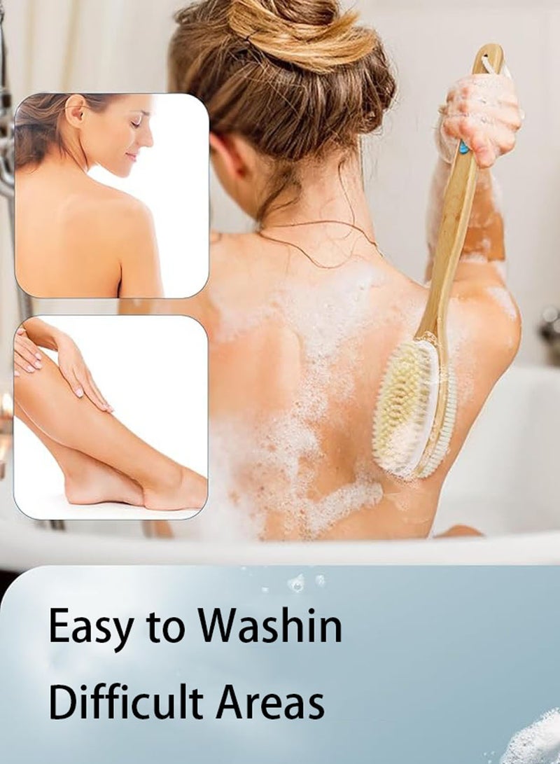 HAOHAN Long Handle Dual Side Dry and Bath Body Brush, Reduce Cellulite, Dry Brush for Cellulite and Lymphatic Drainage, Exfoliating Brush, Shower Brush Body Scrubber - Image 3