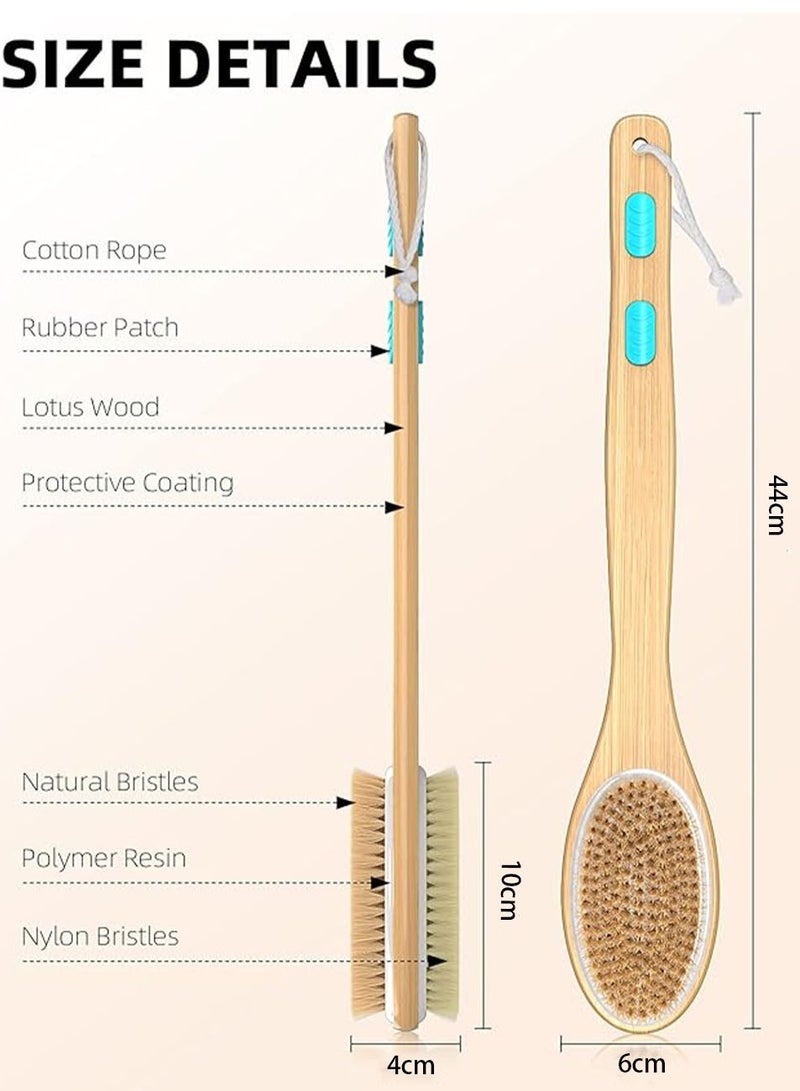 HAOHAN Long Handle Dual Side Dry and Bath Body Brush, Reduce Cellulite, Dry Brush for Cellulite and Lymphatic Drainage, Exfoliating Brush, Shower Brush Body Scrubber - Image 5