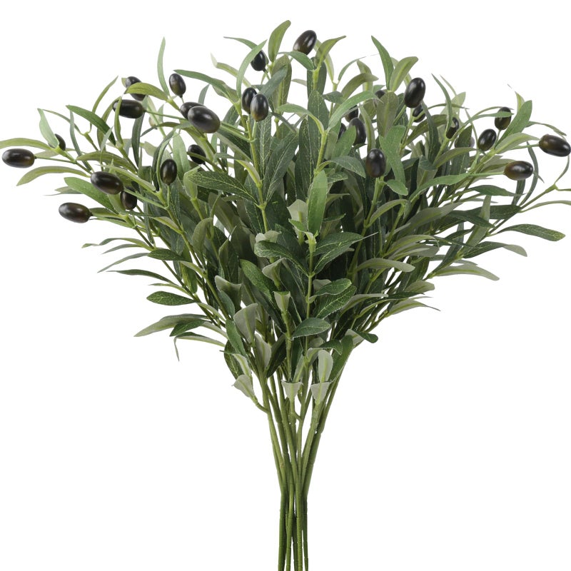 Leftover 6PCS 18Inch Faux Olive Branches for VaseArtificial Olive Tree BranchesFake PlantsGreenery StemsEucalyptus StemsGreen Leaves for Centerpieces DecorationHome DecorCoffee Table Decor
