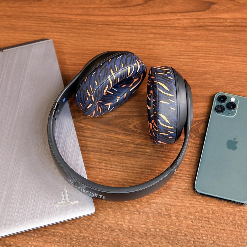 WC Wicked Cushions Replacement Ear Pads for Beats Studio 2 & 3 (B0501, B0500) Wired & Wireless | Does NOT Fit Beats Solo | Softer PU Leather, Enhanced Foam & Stronger Adhesive | Navy Tiger - Image 3