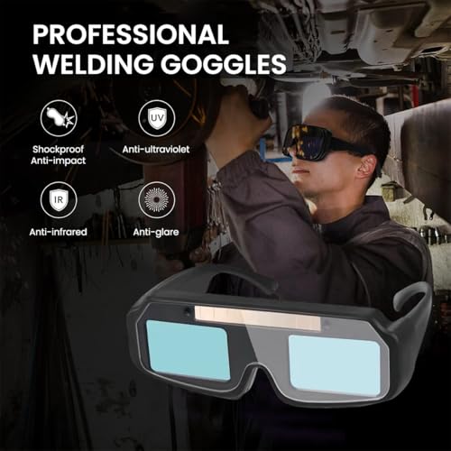 Serplex® Auto-Darkening Welder Glasses with 15pcs Replaceable Lenses, Welding Glasses Safety Protective Solar Powered Auto Darkening Welding Goggles for Arc/Gas Welding & Grinding - Image 3