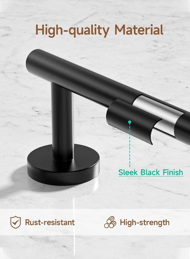 رفوف منشفة من 4 قطع لمجموعة الحمام ، مجموعة ملحقات الحمام الأسود غير اللامعة ، بار منشفة ، رفوف منشفة للحمام ، خطافات مناشف رداء ، حامل ورق التواليت مثبتة - Image 3