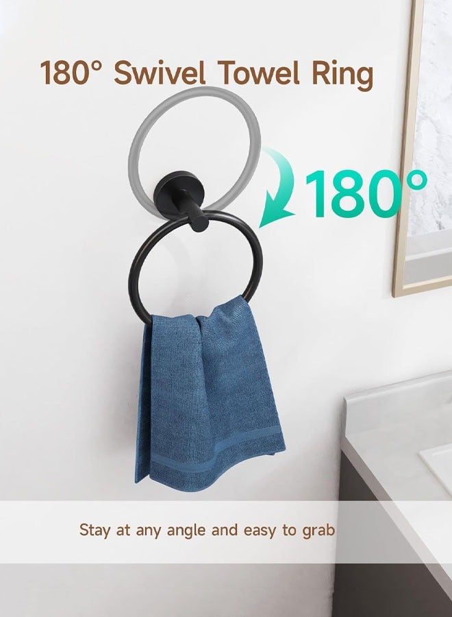 رفوف منشفة من 4 قطع لمجموعة الحمام ، مجموعة ملحقات الحمام الأسود غير اللامعة ، بار منشفة ، رفوف منشفة للحمام ، خطافات مناشف رداء ، حامل ورق التواليت مثبتة - Image 4