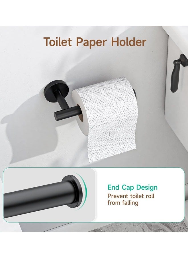 رفوف منشفة من 4 قطع لمجموعة الحمام ، مجموعة ملحقات الحمام الأسود غير اللامعة ، بار منشفة ، رفوف منشفة للحمام ، خطافات مناشف رداء ، حامل ورق التواليت مثبتة - Image 5