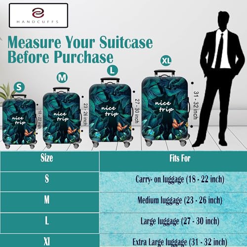 Handcuffs Luggage Cover Trolley Travel Covers, Washable Dust Proof Anti-Scratch Suitcase Protector (Green, M (23"-26")) - Image 3