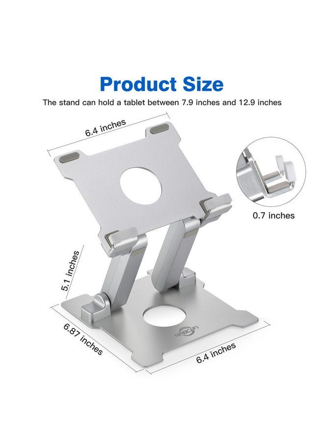 KABCON KABCON Quality Tablet Stand,Adjustable Foldable Eye-Level Aluminum Solid Up to 15-in Tablets Holder for Microsoft Surface Series Tablets,iPad Series,Samsung Galaxy Tabs,Amazon Kindle Fire,Etc.Silver - Image 1