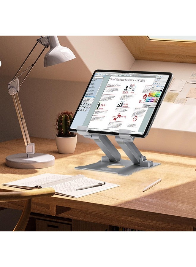 KABCON KABCON Quality Tablet Stand,Adjustable Foldable Eye-Level Aluminum Solid Up to 15-in Tablets Holder for Microsoft Surface Series Tablets,iPad Series,Samsung Galaxy Tabs,Amazon Kindle Fire,Etc.Silver - Image 2