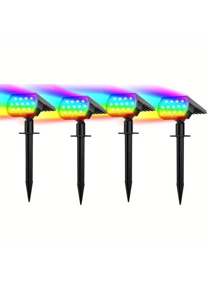 4 Pack Solar Outdoor Spotlights 7 Modes Motion Sensor IP65 Waterproof Remote Control - Image 1