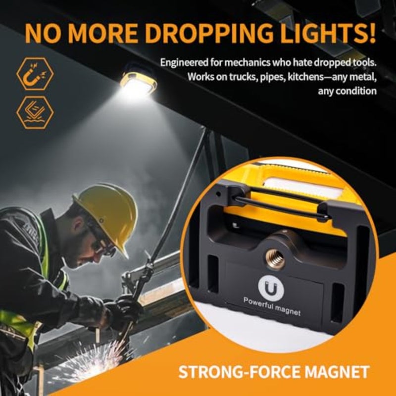 Toby's 6000mAh Magnetic Work Light Rechargeable with 4000 Lumen IP65 Waterproof, 30H Runtime, 4 Brightness and 4 Color Modes with Red SOS, Strong Magnet Base for Car Repair, Camping, Emergency 1PC - Image 2