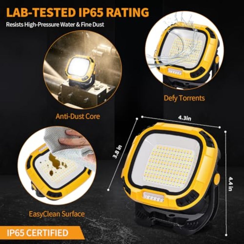 Toby's 6000mAh Magnetic Work Light Rechargeable with 4000 Lumen IP65 Waterproof, 30H Runtime, 4 Brightness and 4 Color Modes with Red SOS, Strong Magnet Base for Car Repair, Camping, Emergency 1PC - Image 5