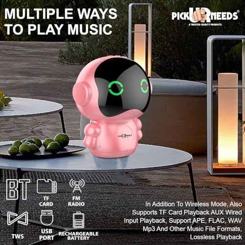 Pick Ur Needs Rechargeable Wireless Mini DJ Bluetooth Speaker HiFi Bass, LED Lights, 800mAh Battery, USB/TF Card Playback - Image 5