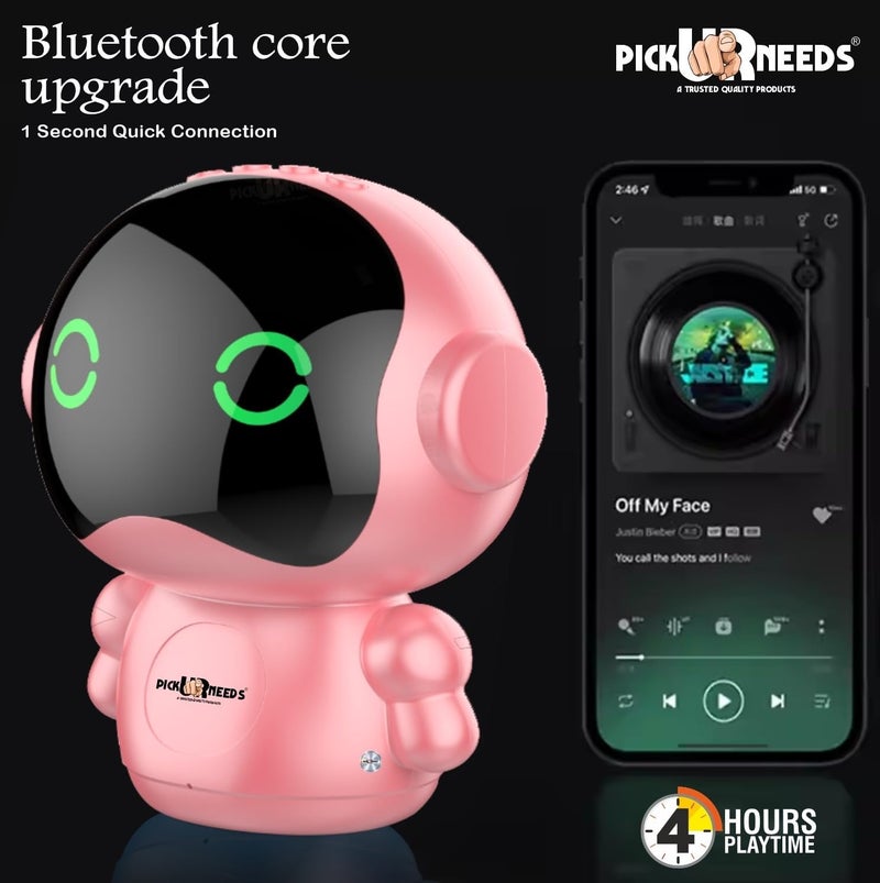 Pick Ur Needs Rechargeable Wireless Mini DJ Bluetooth Speaker HiFi Bass, LED Lights, 800mAh Battery, USB/TF Card Playback - Image 3