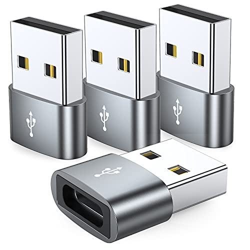 JXMOX USB C Female to USB Male Adapter 4-Pack, Type C to USB A Charger Cable Converter,Compatible with iPhone 11 12 13 14 15 16 17 Pro Max,iPad Pro Air 4 Mini 6,Samsung Galaxy S25 S24 S23 S22,Pixel - Image 1