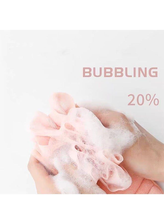 3pcs تقشير طبيعي Loofah اسفنج مرة أخرى مكرر للدش، لوفا تقشير الحمام حزام & الأسفنج وسائد & قفاز تقشير، حمام دش مكرر للرجال والنساء (الوردي) - Image 2