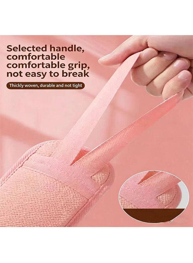 3pcs تقشير طبيعي Loofah اسفنج مرة أخرى مكرر للدش، لوفا تقشير الحمام حزام & الأسفنج وسائد & قفاز تقشير، حمام دش مكرر للرجال والنساء (الوردي) - Image 5