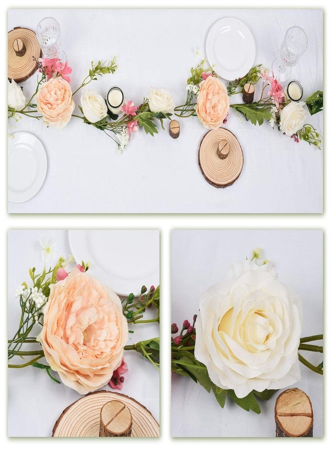 DearHouse 2Pack Artificial Peony Flower Garland - Silk Peony Garland with Pink and White Flowers for Wedding Party Table Decoration,6ft/Strand - Image 4