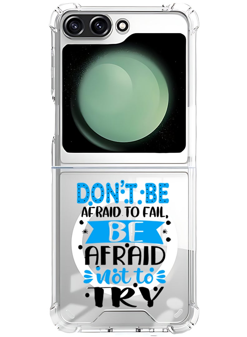 Theodor Magnetic Case for Samsung Galaxy Z Flip 5 Compatible with MagSafe Wireless Charging, Shockproof Phone Bumper Cover Dont be afraid to fail afraid not to try black - Image 1