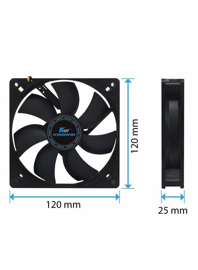 KingWin 120mm Silent Fan for Computer Cases, Mining Rig, CPU Coolers, Computer Cooling Fan, Long Life Bearing, and Provide Excellent Ventilation Black CF-012LB - Image 5
