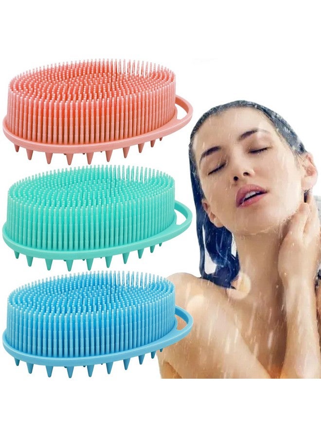 MR LION Silicone Body Brush, Exfoliating Body Scrubber, Silicone Body Scrubber Loofah, Silicone Bath Brush, Soft Exfoliating Body Bath Shower Scrubber Brush For Kids And Adults All Kinds Of Skin -3 Pack - Image 1