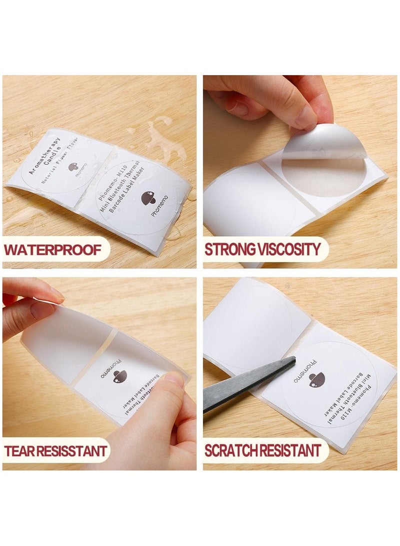 phomemo Round Self-Adhesive Labels,50x50 mm(1.96" x 1.96")-140 Labels/Roll,  For M110 M220 M221 M150 M120,Label for Barcode, DIY Logo Design(Black on White ) - Image 2
