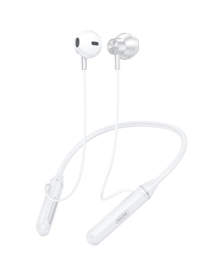 ويكومي WG-05 Neckband Wireless Earphones – Bluetooth In-Ear Headphones with Deep Bass, Magnetic Earbuds, Noise Reduction Mic, and Long Battery Life for Music & Calls – White - Image 3