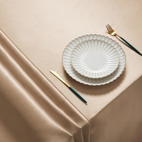 Counfeisly 1 Pack Satin Table Cover Rectangle Silkly Soft Table Cloth, Satin Dining Table Cloths for Wedding Banquet Table Decoration, Dining Room, Indoor and Outdoor Use, 60 x 84 Inches, Taupe - Image 3