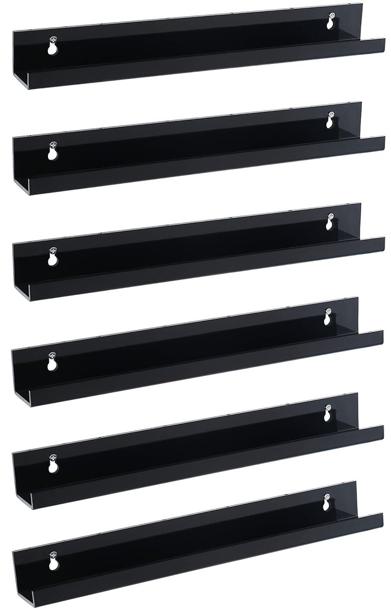 Sooyee 6 Pack Book Shelves15 Inch Floating Shelf Display ShelfAcrylic Shelves for WallReading NookFunko Pop Display CaseCorner Floating Shelves Black