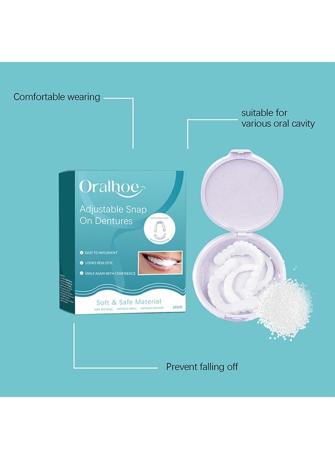 ORALHOE - Adjustable Snap On Dentures, Veneers False Teeth, Temporary Veneers, Veneers Dentures Socket for Women and Men, Covering Imperfect Teeth, Nature and Comfortable Veneers, Soft & Safe Material - Image 1