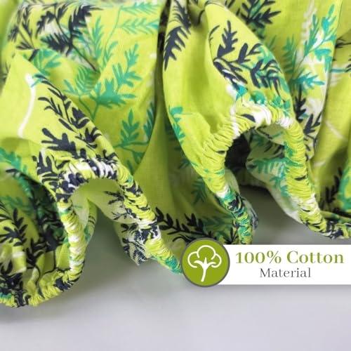 Divine Casa 144 TC 100% Cotton Floral Green Lightweight Single Bedsheet with Elastic Fitted - 198 x 90 CM - Image 5