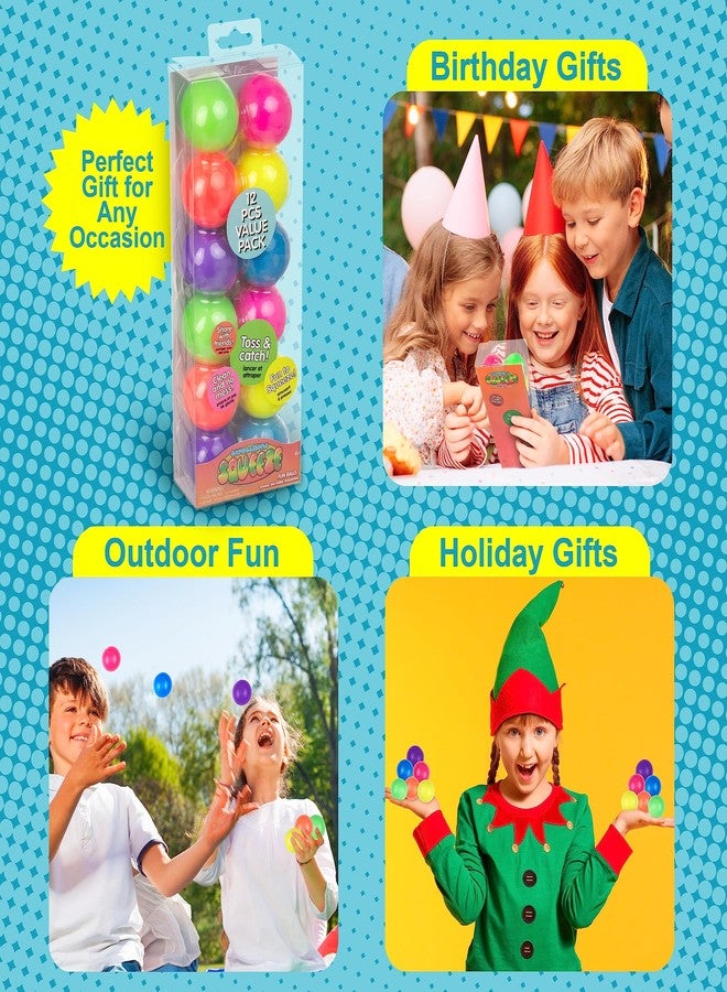 Expressions 12pc Value Pack - Squeeze Balls in Assorted Neon Colors - Fidget Toy Stress Balls for Adults and Kids - Anxiety Relief Items to Squish, Squeeze, Throw and Stick Fidgets for Kids - Image 5