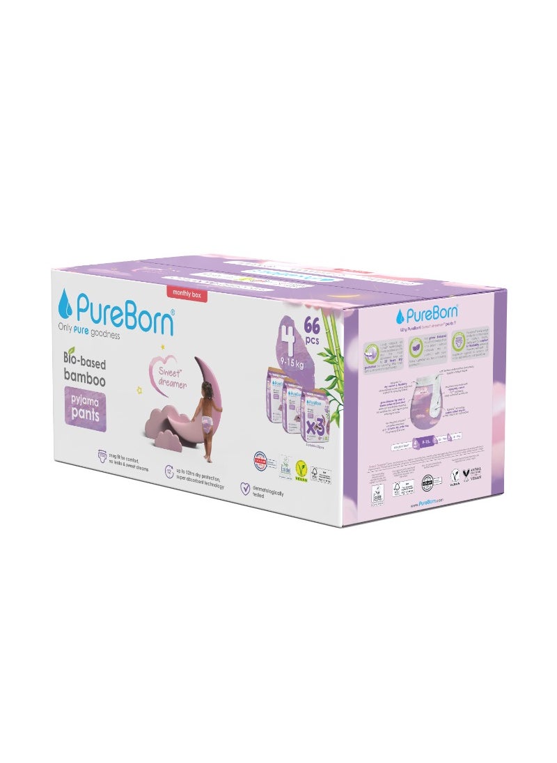 PureBorn Natural Bio-Based Baby Night Training Pyjama Pants Size 4 Cloud Print 3 x 22 Pants  - Image 3