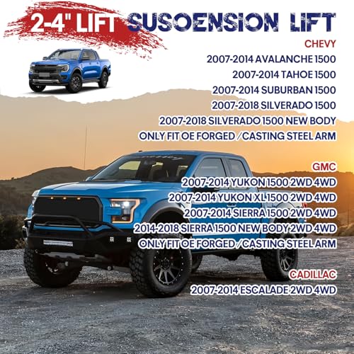 Autoptzxd Front Upper Control Arm 2-4" for 2007-2018 Chevy Silverado 1500 Tahoe/ 07-14 Suburban 1500/ Avalanche, Front Control Arms Compatible with 2007-2018 GMC Sierra 1500 Yukon & Cadillac Escalade - Image 3