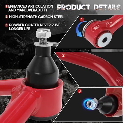 Autoptzxd Front Upper Control Arm 2-4" for 2007-2018 Chevy Silverado 1500 Tahoe/ 07-14 Suburban 1500/ Avalanche, Front Control Arms Compatible with 2007-2018 GMC Sierra 1500 Yukon & Cadillac Escalade - Image 4