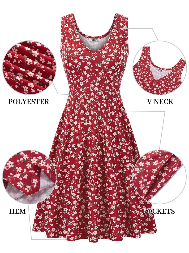 HUHOT Easter Dress for Women 2025 Floral Dresses for Wedding Guest Women Summer Spring 2025 Sleeveless Flowy Tank Sundresses - Image 4