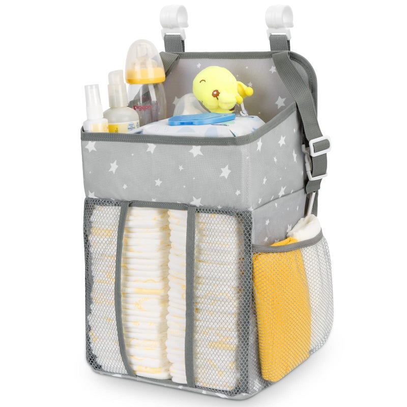 Maliton Changing Table Diaper Organizer - Baby Hanging Diaper Stacker Nursery Caddy Organizer for Cribs Playard Baby Essentials Storage (Star) - Image 1