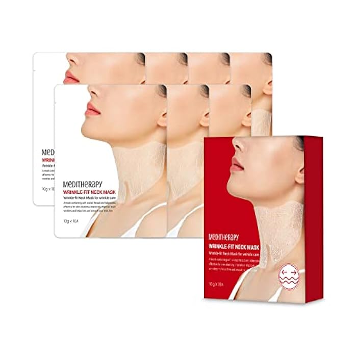 MEDITHERAPY Wrinkle-fit Neck Mask - Neck Wrinkle Patches, Firming and Tightening Korean Deep Collagen Masks - Hyaluronic Acid NeckTargeted Mesh Sheet Mask for Lifting Sagging Skin - Boosting Elasticity 7EA - Image 1