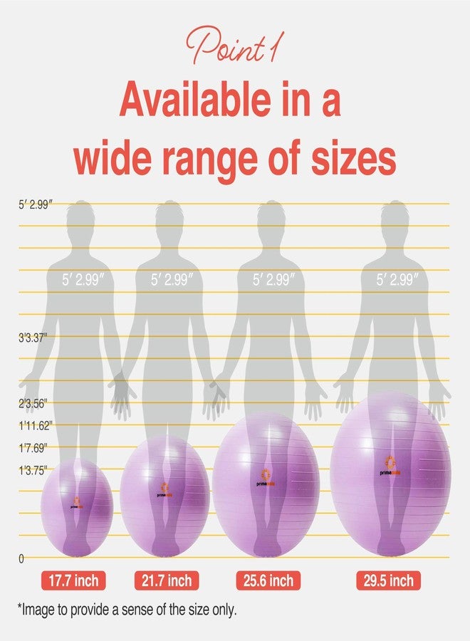 Primasole 65cm Anti-Burst Yoga Ball for Pilates, Core Strength, Pregnancy & Office Chair - Stability Ball for Home & Gym Workout (25.6 Inch, Nail Pink)‌ - Image 2