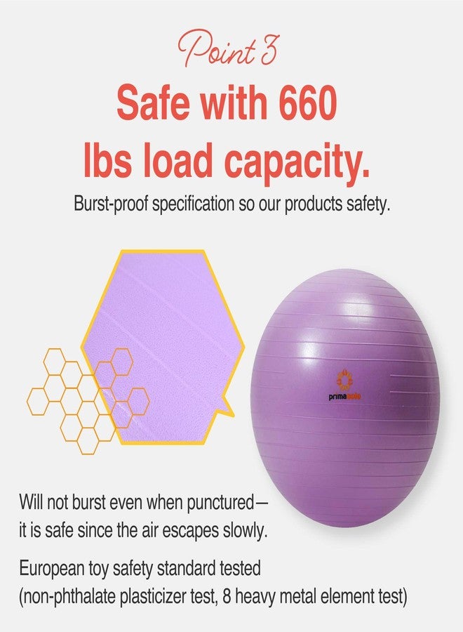 Primasole 65cm Anti-Burst Yoga Ball for Pilates, Core Strength, Pregnancy & Office Chair - Stability Ball for Home & Gym Workout (25.6 Inch, Nail Pink)‌ - Image 3